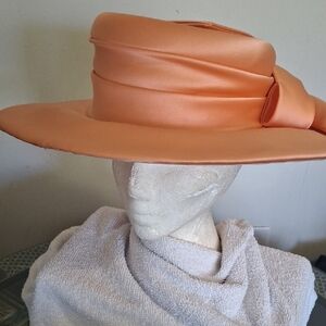 Ms. Hi Hat Elegant Peach Satin Wide-Brim Women's Dress Hat
